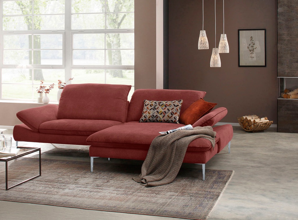 Bild von W.SCHILLIG Ecksofa »enjoy&MORE, mit tollem Sitzkomfort, elegant und bequem, L-Form«, mit Sitztiefenverstellung, Füße silber matt, Breite 294 cm