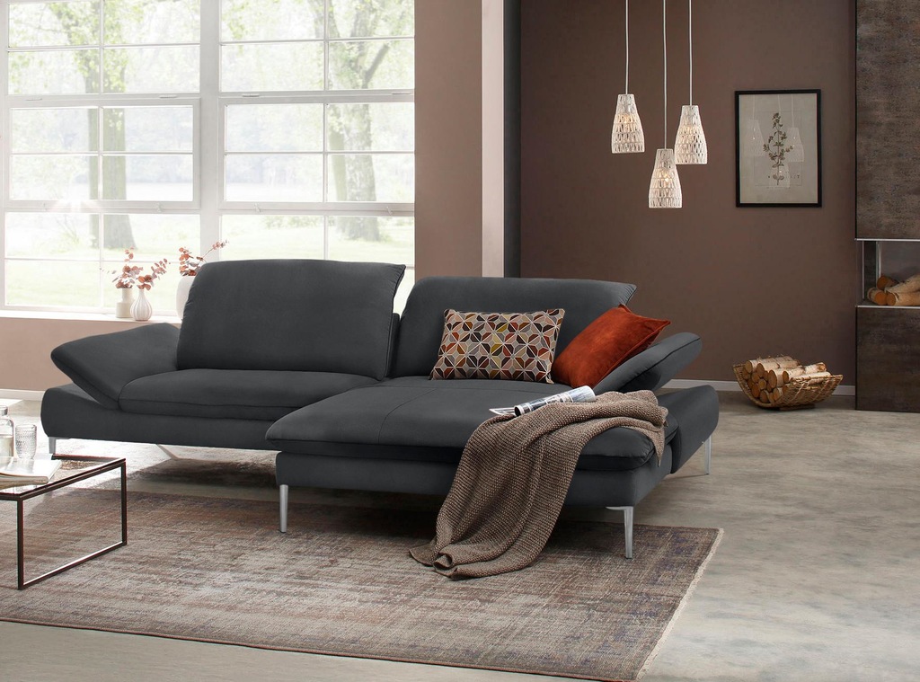 Bild von W.SCHILLIG Ecksofa »enjoy&MORE, Designsofa, elegant und bequem, L-Form«, mit Sitztiefenverstellung, Füße Chrom glänzend, Breite 294 cm