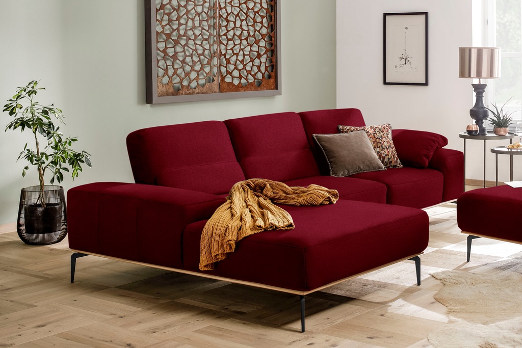 Bild von W.SCHILLIG Ecksofa »run, Designsofa mit tollem Sitzkomfort, bequem, L-Form«, mit Holzsockel, Füße in Schwarz pulverbeschichtet, Breite 299 cm