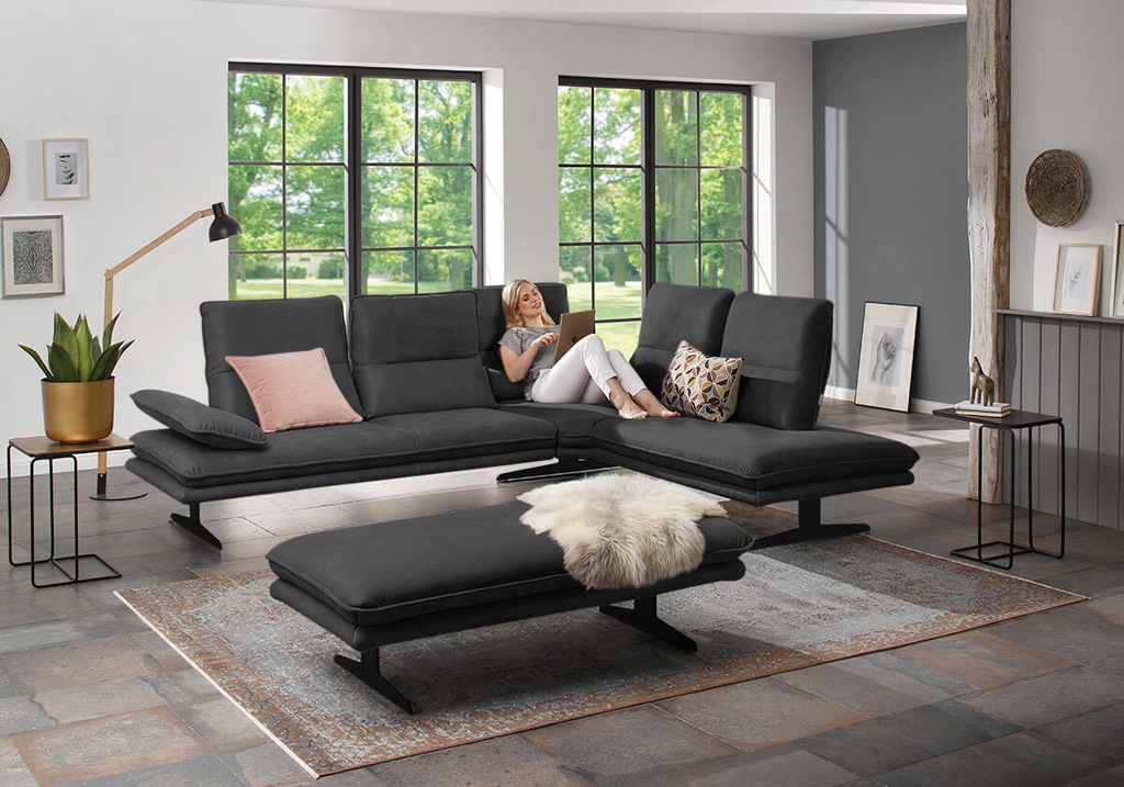 Bild von W.SCHILLIG Ecksofa »broadway, Designsofa, toller Sitzkomfort, zeitlos, elegant, L-Form«, Sitztiefenverstellung, Kopfteil- & Seitenteilverstellung, Breite 284cm