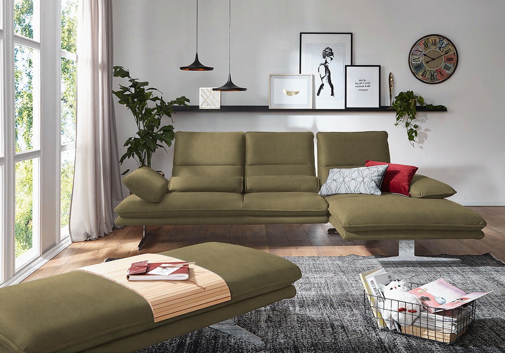 Bild von W.SCHILLIG Ecksofa »broadway, Designsofa mit tollem Sitzkomfort, L-Form«, Sitztiefenverstellung, Kopfteil- & Seitenteilverstellung, Breite 291cm