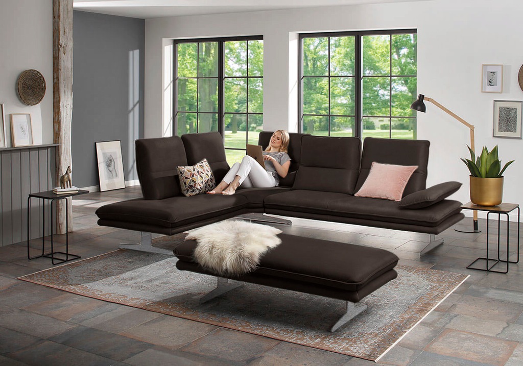 Bild von W.SCHILLIG Ecksofa »broadway, Designsofa, mit tollem Sitzkomfort, L-Form«, Sitztiefenverstellung, Kopfteil- & Seitenteilverstellung, Breite 284cm