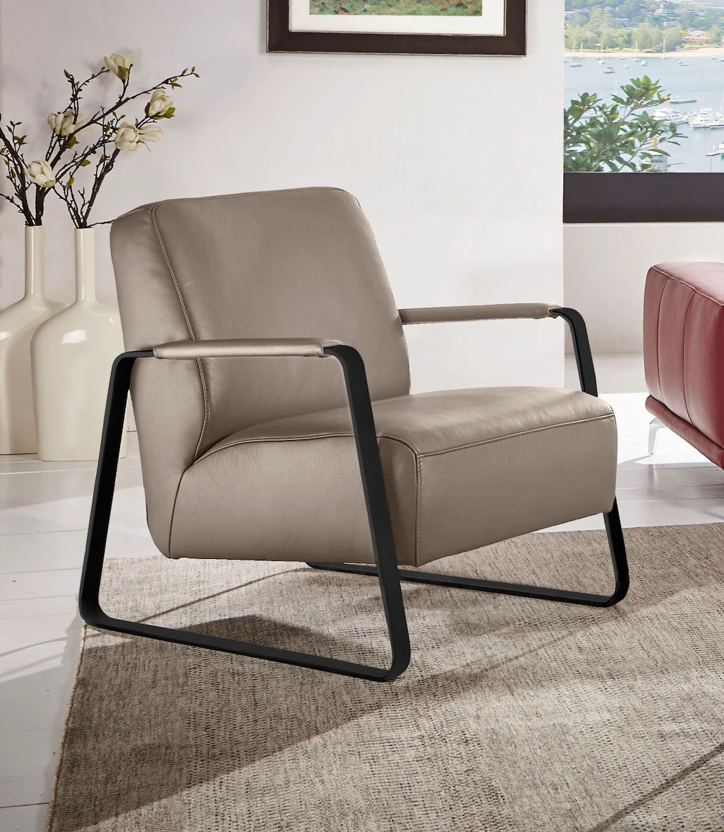 Bild von W.SCHILLIG Cocktailsessel "quadroo Loungesessel,", mit bezogenen Armlehnen, Gestell in Schwarz pulverbeschichtet
