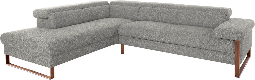 Bild von W.SCHILLIG Ecksofa »finn, Designsofa mit tollem Sitzkomfort, bequem, L-Form«, German Design Award 2016, Fußgestell Nussbaum natur, Breite 281 cm
