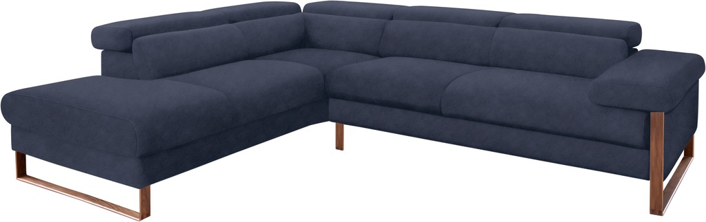 Bild von W.SCHILLIG Ecksofa »finn, Designsofa mit tollem Sitzkomfort, bequem, L-Form«, German Design Award 2016, Fußgestell Nussbaum natur, Breite 281 cm