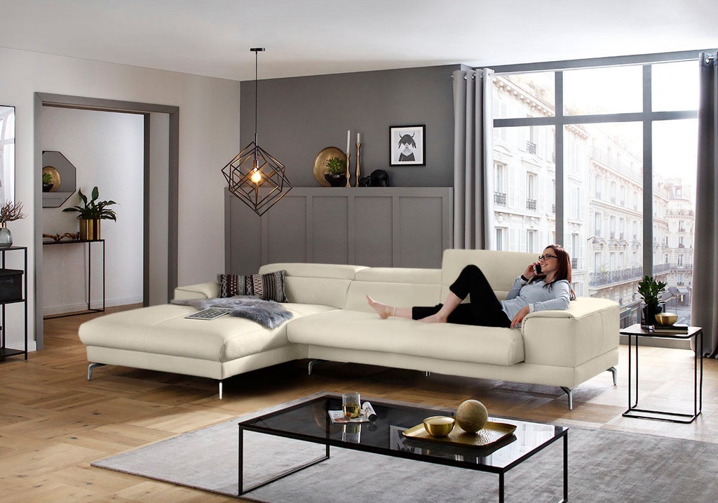 Bild von W.SCHILLIG Ecksofa »piedroo, Designsofa mit tollem Sitzkomfort, elegant und bequem, L-Form«, Kopfteilverstellung, wahlweise mit Sitztiefenverstellung, Breite 343cm