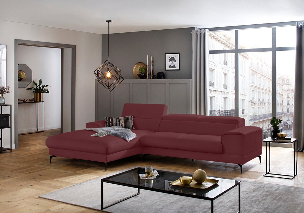 Bild von W.SCHILLIG Ecksofa »piedroo, Designsofa mit tollem Sitzkomfort, L-Form«, Kopfteilverstellung, wahlweise mit Sitztiefenverstellung, Breite 303cm