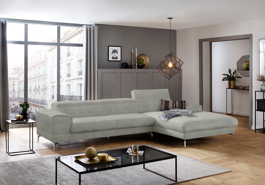 Bild von W.SCHILLIG Ecksofa »piedroo, Designsofa mit tollem Sitzkomfort, elegant und bequem, L-Form«, Kopfteilverstellung, wahlweise mit Sitztiefenverstellung, Breite 343cm