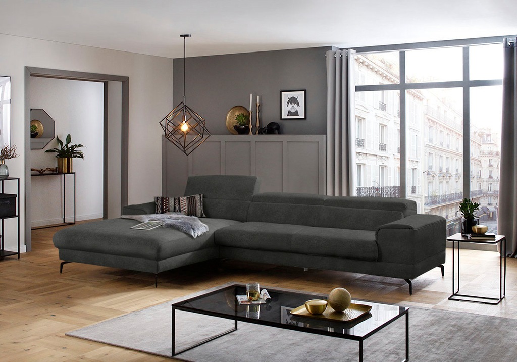 Bild von W.SCHILLIG Ecksofa »piedroo, Designsofa mit tollem Sitzkomfort, bequem, L-Form«, Kopfteilverstellung, wahlweise mit Sitztiefenverstellung, Breite 343cm