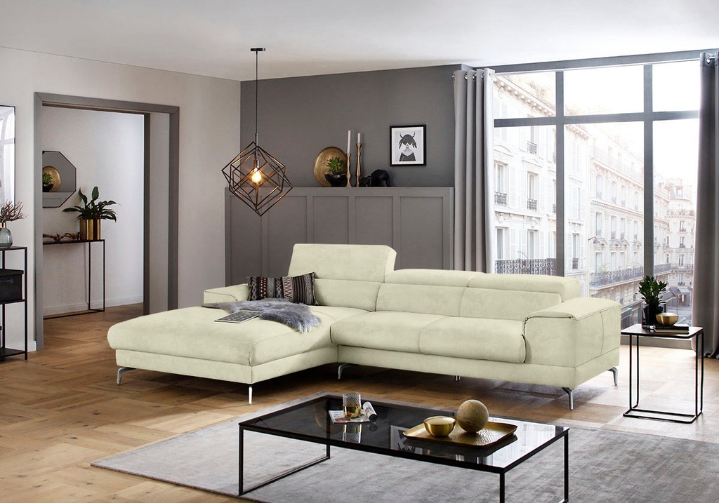 Bild von W.SCHILLIG Ecksofa »piedroo, Designsofa mit tollem Sitzkomfort, bequem und elegant, L-Form«, Kopfteilverstellung, wahlweise mit Sitztiefenverstellung, Breite 303cm