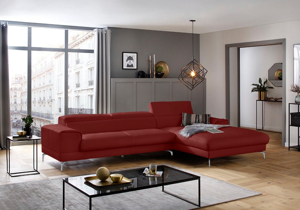 Bild von W.SCHILLIG Ecksofa »piedroo, Designsofa mit tollem Sitzkomfort, bequem und elegant, L-Form«, Kopfteilverstellung, wahlweise mit Sitztiefenverstellung, Breite 343cm
