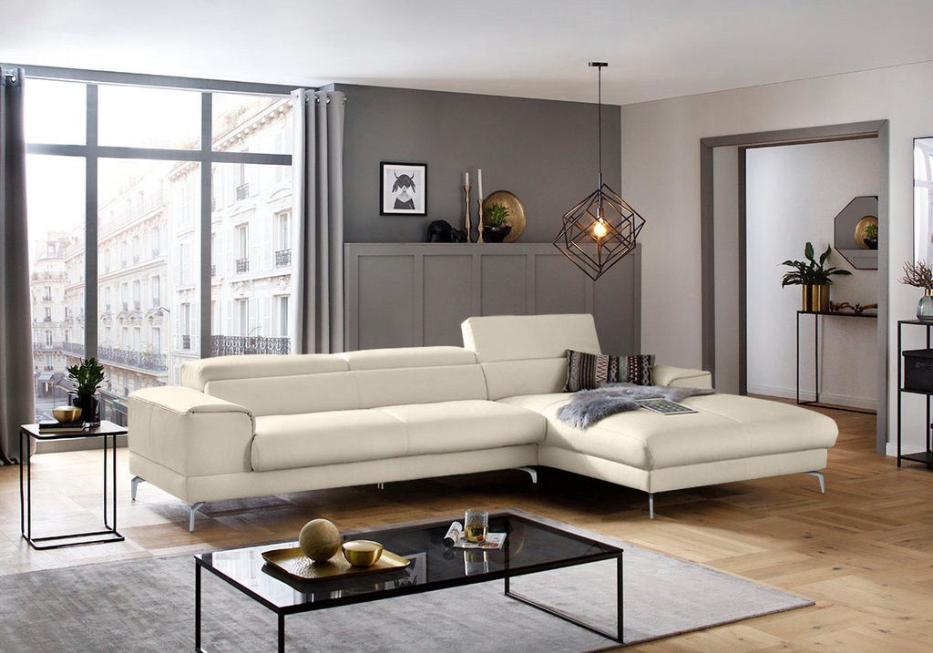 Bild von W.SCHILLIG Ecksofa »piedroo, Designsofa mit tollem Sitzkomfort, bequem und elegant, L-Form«, Kopfteilverstellung, wahlweise mit Sitztiefenverstellung, Breite 343cm