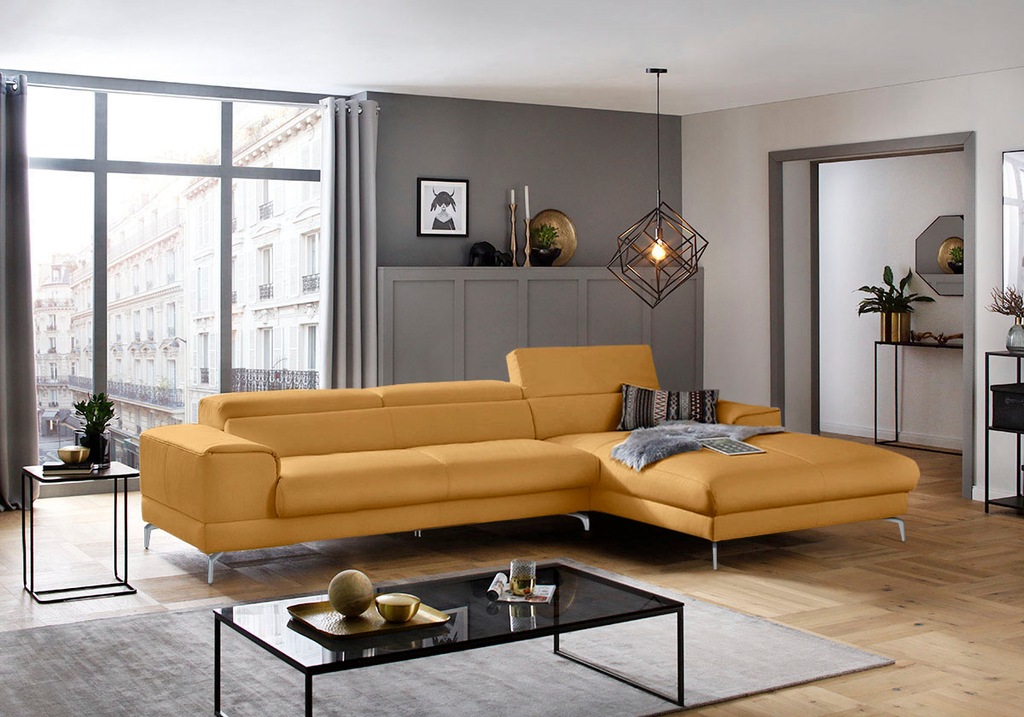 Bild von W.SCHILLIG Ecksofa »piedroo, Designsofa mit tollem Sitzkomfort, bequem und elegant, L-Form«, Kopfteilverstellung, wahlweise mit Sitztiefenverstellung, Breite 343cm