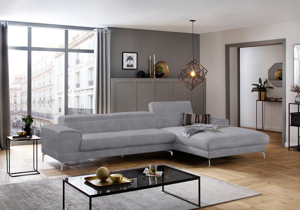 Bild von W.SCHILLIG Ecksofa »piedroo, Designsofa mit tollem Sitzkomfort, bequem und elegant, L-Form«, Kopfteilverstellung, wahlweise mit Sitztiefenverstellung, Breite 343cm