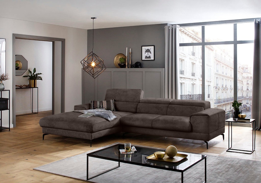 Bild von W.SCHILLIG Ecksofa »piedroo, Designsofa mit tollem Sitzkomfort, L-Form«, Kopfteilverstellung, wahlweise mit Sitztiefenverstellung, Breite 303cm