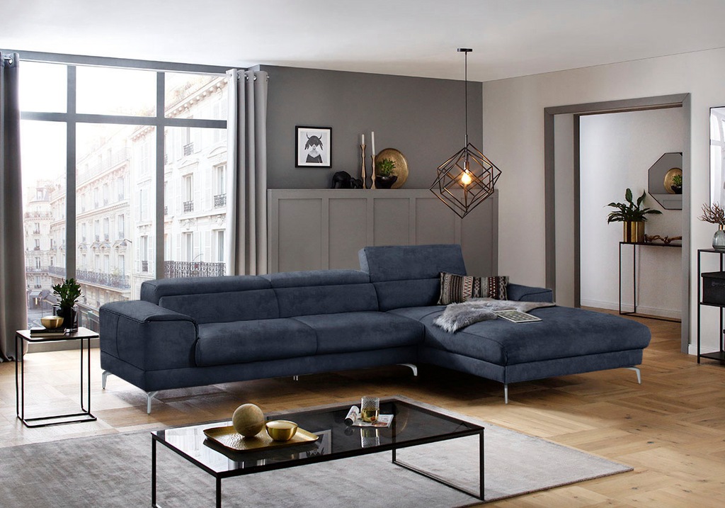 Bild von W.SCHILLIG Ecksofa »piedroo, Designsofa mit tollem Sitzkomfort, bequem und elegant, L-Form«, Kopfteilverstellung, wahlweise mit Sitztiefenverstellung, Breite 343cm