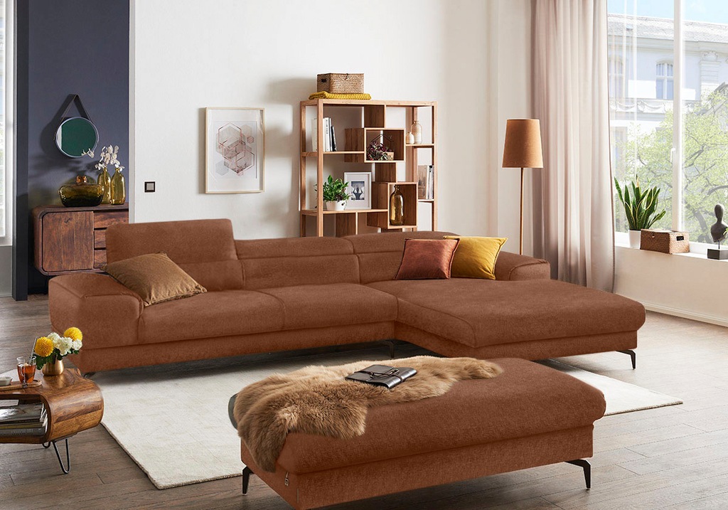 Bild von W.SCHILLIG Ecksofa »piedroo, Designsofa mit tollem Sitzkomfort, bequem und elegant, L-Form«, Kopfteilverstellung, wahlweise mit Sitztiefenverstellung, Breite 343cm