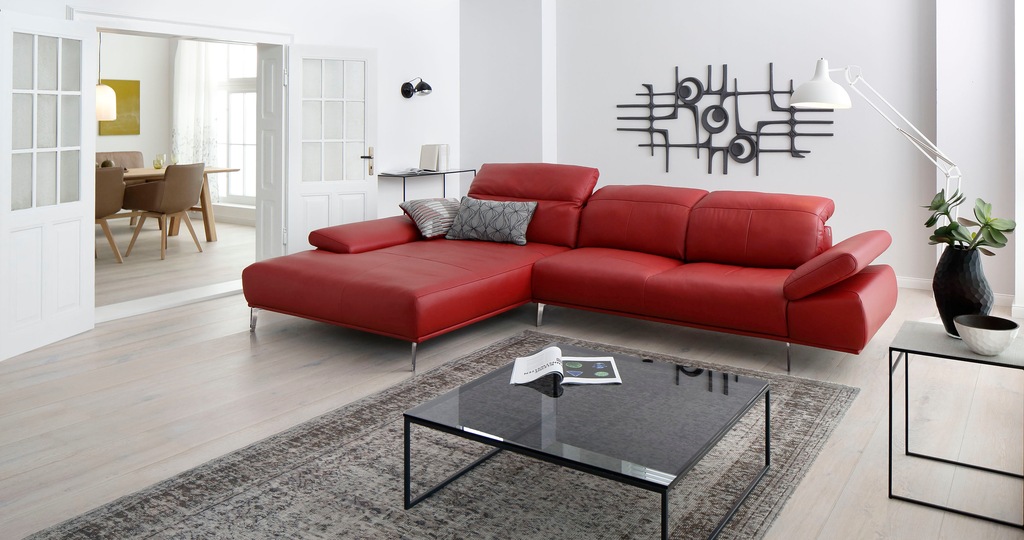 Bild von W.SCHILLIG Ecksofa »levi, elegant und bequem, L-Form«, inklusive Kopfstützenverstellung & Seitenteilverstellung, Breite 344cm