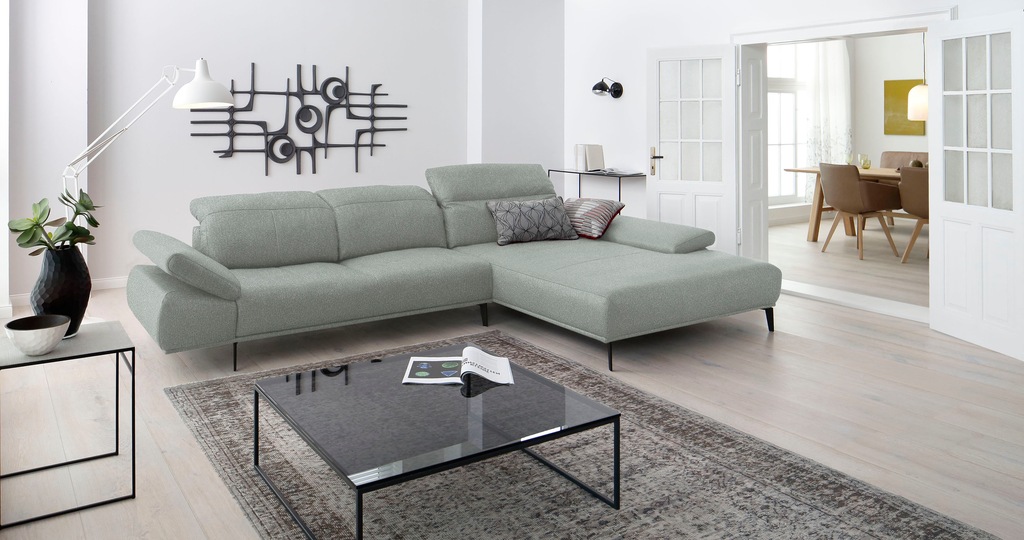 Bild von W.SCHILLIG Ecksofa »levi, Designsofa, elegant und zeitlos, bequem, L-Form«, inklusive Kopfstützenverstellung & Seitenteilverstellung, Breite 344cm