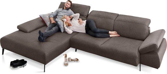 Bild von W.SCHILLIG Ecksofa »levi, Designsofa, elegant und zeitlos, bequem, L-Form«, inklusive Kopfstützenverstellung & Seitenteilverstellung, Breite 344cm