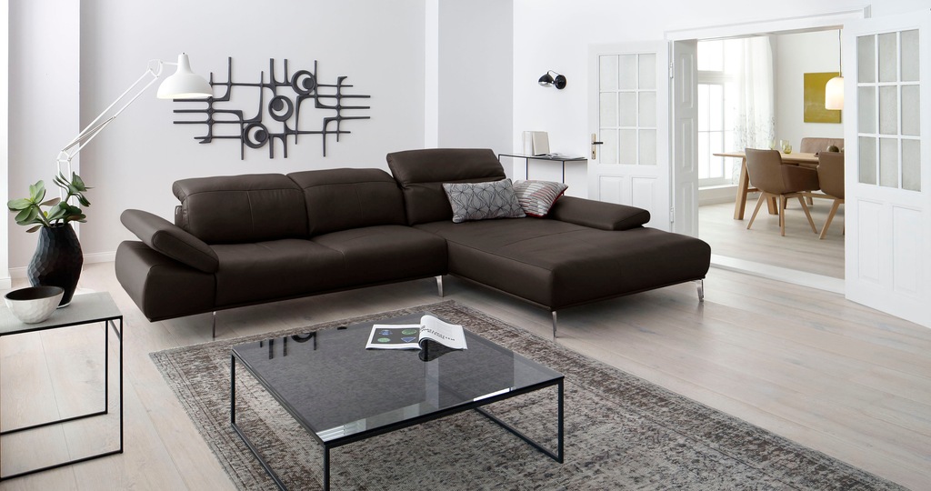 Bild von W.SCHILLIG Ecksofa »levi, elegant und bequem, L-Form«, inklusive Kopfstützenverstellung & Seitenteilverstellung, Breite 344cm