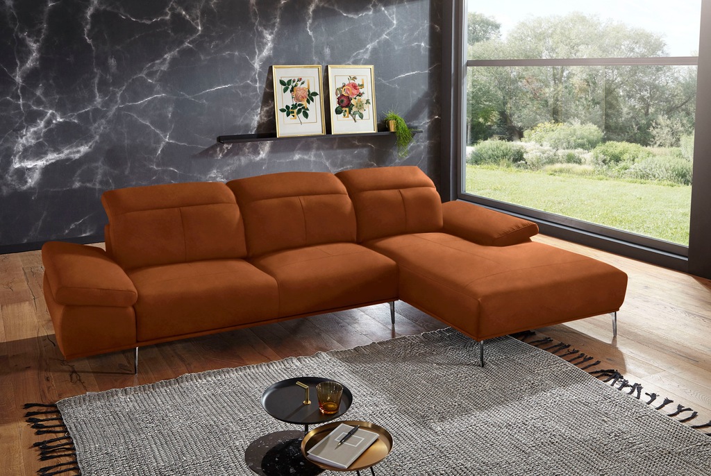 Bild von W.SCHILLIG Ecksofa »levi, elegant und zeitlos, bequem, L-Form«, inklusive Kopfstützenverstellung & Seitenteilverstellung, Breite 309cm