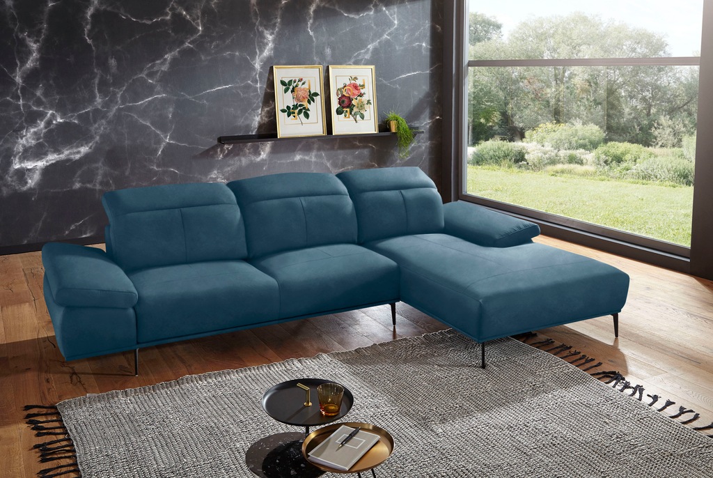 Bild von W.SCHILLIG Ecksofa »levi, Designsofa, elegant und zeitlos, bequem, L-Form«, inklusive Kopfstützenverstellung & Seitenteilverstellung, Breite 309cm