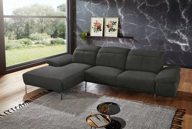 Bild von W.SCHILLIG Ecksofa »levi, elegant und zeitlos, bequem, L-Form«, inklusive Kopfstützenverstellung & Seitenteilverstellung, Breite 309cm