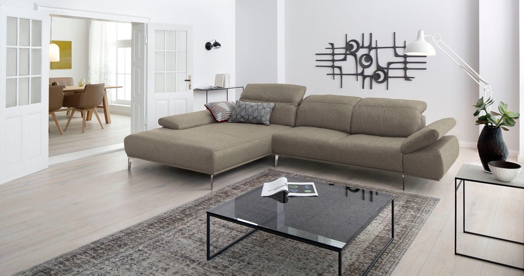 Bild von W.SCHILLIG Ecksofa »levi, elegant und bequem, L-Form«, inklusive Kopfstützenverstellung & Seitenteilverstellung, Breite 344cm