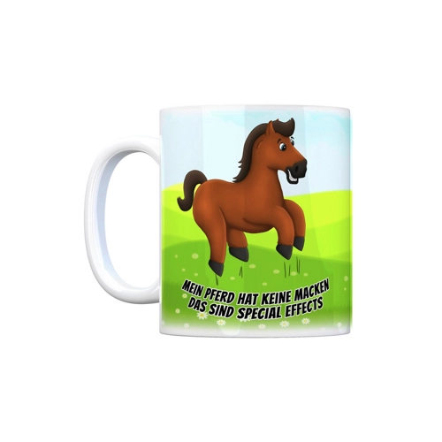 Bild von speecheese Tasse Kaffeebecher mit Pferde Motiv und Spruch: Mein Pferd hat keine Macken, trendaffe Kaffeebecher mit Pferde Motiv und Spruch: Mein Pferd hat keine Macken das sind Special Effects