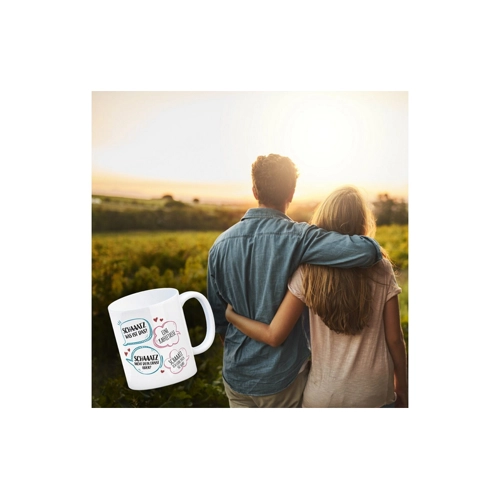 Bild von Speecheese Schlager Kaffeebecher mit Spruch: Schatz ich liebe dich so sehr!