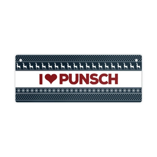 Bild von Speecheese Metallschild I Love Punsch - Weihnachtsdeko in Blau
