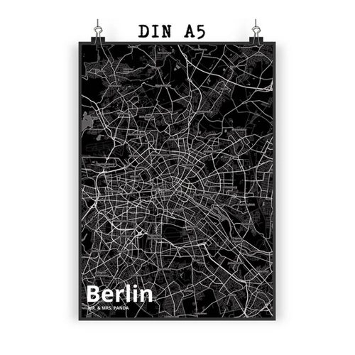 Bild von Mr. & Mrs. Panda Poster DIN A5 Berlin - Handgemaltes Stadtmotiv