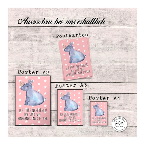 Bild von Mr. & Mrs. Panda Poster Einhorn Nashorn DIN A5 – Witzige Wanddekoration für Groß und Klein
