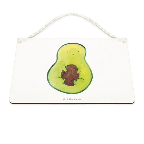 Bild von Mr. & Mrs. Panda Hinweisschild DIN A5 Avocado Kern - Transparent - Geschenk, Holzschild