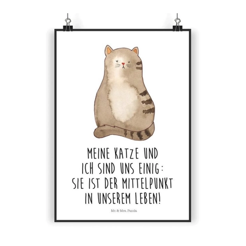 Bild von Mr. & Mrs. Panda Poster DIN A4 Katze sitzend