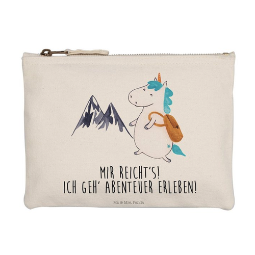 Bild von Mr. & Mrs. Panda Kosmetiktasche Einhorn Bergsteiger - Weiß - Geschenk, Unicorn, Schminktasche, Federm (1-tlg)