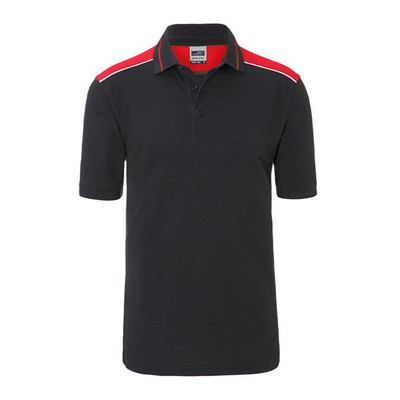 Bild von Herren Workwear Poloshirt Kontrast JN858, carbon/rot, Größe XXL