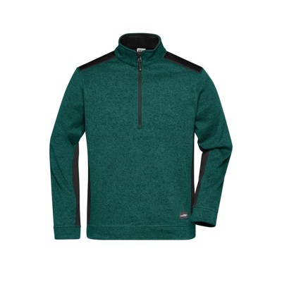 Bild von Stickfleece Troyer JN864, dunkelgrün-melange/schwarz, Größe XL
