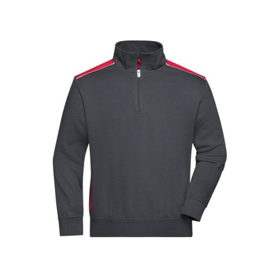 Bild von Workwear Zip Sweatshirt JN868, carbon/rot, Größe XL