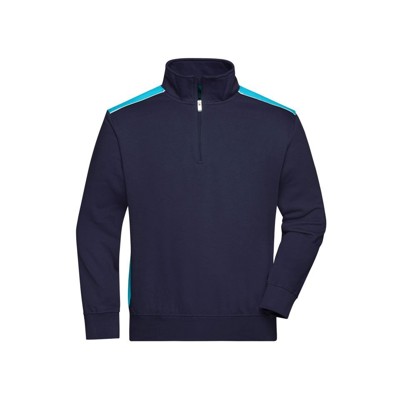 Bild von Workwear Zip Sweatshirt JN868, navy-blau/türkis, Größe XXL