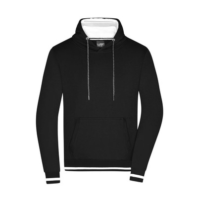 Bild von Herren Club Kapuzenshirt JN778, schwarz/weiß, Größe S