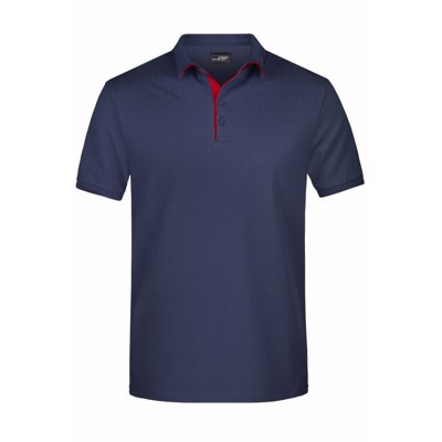 Bild von Herren Poloshirt Single Stripe JN726, navy-blau/rot, Größe M