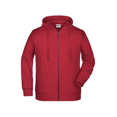 Bild von Herren Hoody Sweatjacke 8026, karmin-rot-melange, Größe 5XL