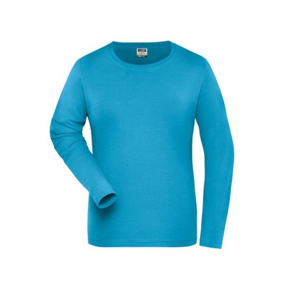 Bild von Damen Bio Workwear Langarm-Stretch-Shirt JN1803, türkis, Größe XXL
