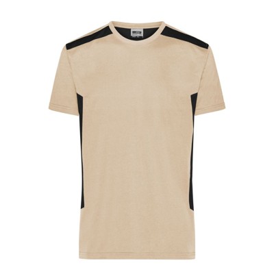 Bild von Herren BIO Workwear T-Shirt Kontrast JN1824, stein-grau/schwarz, Größe 3XL