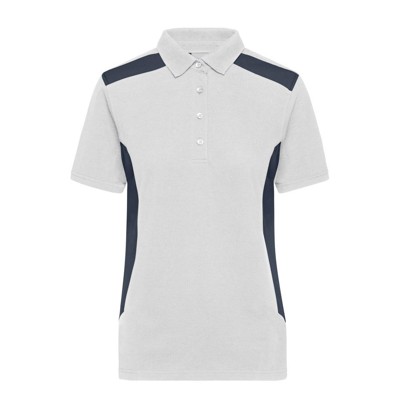 Bild von Damen BIO Workwear Poloshirt Kontrast JN1825, weiß/carbon, Größe 3XL