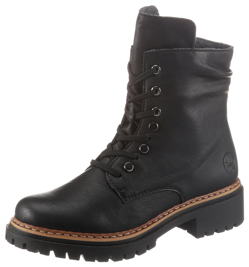 Bild von Rieker Schnürboots, Stiefelette, Profilsohle, Blockabsatz, mit lässiger Schnürung