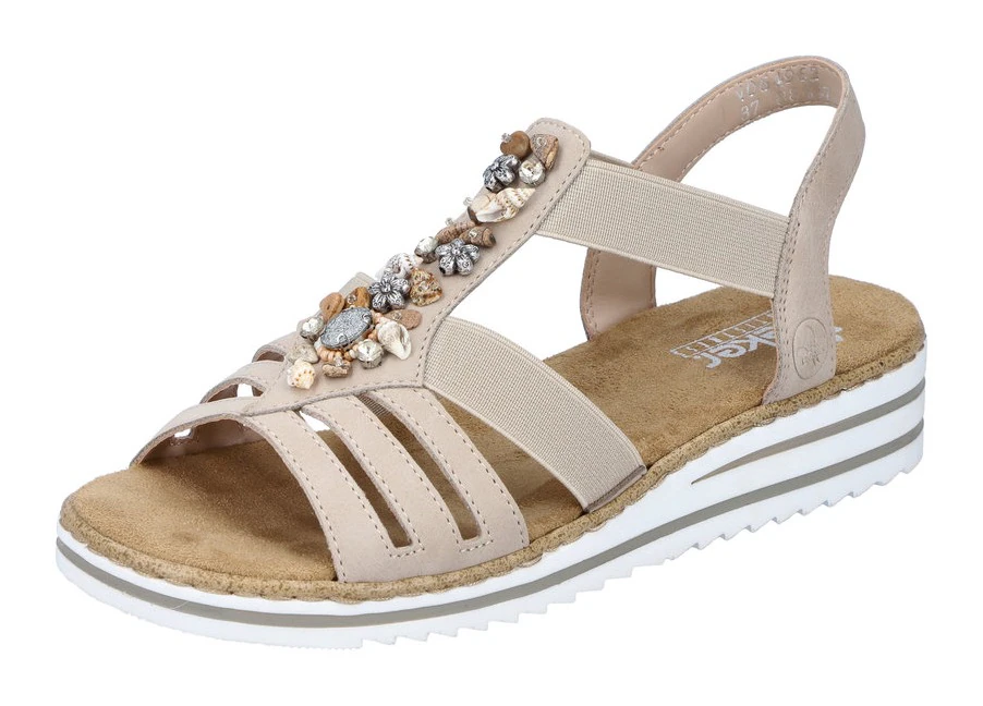Bild von Rieker Riemchensandale, Sommerschuh, Sandalette, Keilabsatz, mit sommerlicher Verzierung