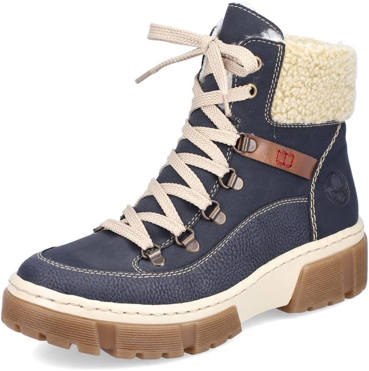 Bild von Rieker Damen Schnürstiefeletten X8638, Frauen Stiefeletten, lose Einlage,halbstiefel,Kurzstiefel,uebergangsschuhe,blau (14),42 EU / 8 UK